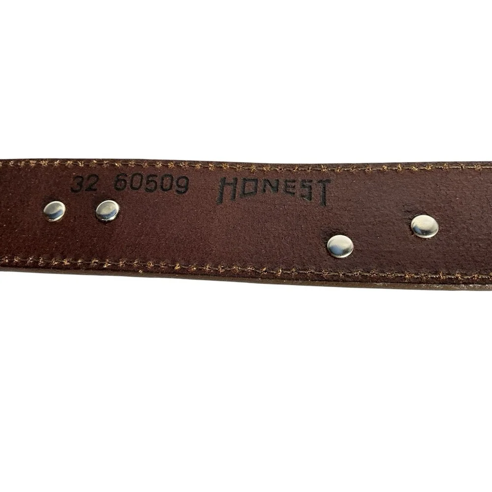 Honest by Brighton Safari Animal Belt Bren Leather Gold Tone Sz 32 Croc Embossed